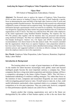 Analyzing the Impact of Employee Value Proposition on Labor