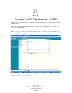 Process to Create MS Word Merge Letters in iMIS