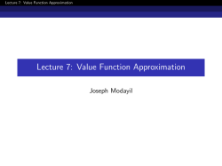 Lecture 7: Value Function Approximation
