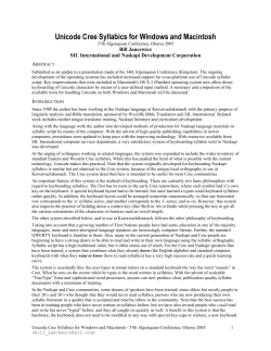 Unicode Cree Syllabics for Windows and Macintosh