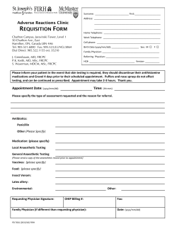 Adverse Reactions Clinic Referral Form