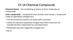 Ch 14 Chemical Compounds Covalent compound