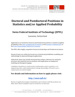 Doctoral and Postdoctoral Positions in Statistics and/or Applied