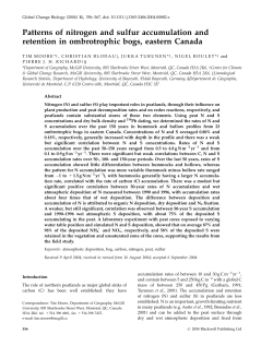 Patterns of nitrogen and sulfur accumulation and retention in