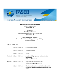 MECHANISMS IN PLANT DEVELOPMENT July 30 &ndash; August 4, 2017