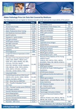 Mater Pathology Price List-Tests Not Covered by Medicare