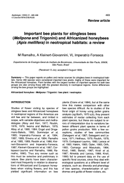 Important bee plants for stingless bees (Apis mellifera) in neotropical