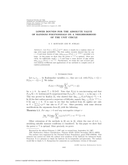 LOWER BOUNDS FOR THE ABSOLUTE VALUE OF RANDOM