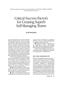 Critical Success Factors for Creating Superb Self