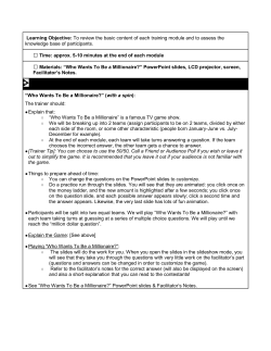 Learning Objective: To review the basic content of each training