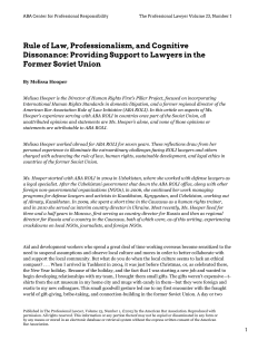 Rule of Law, Professionalism, and Cognitive Dissonance: Providing