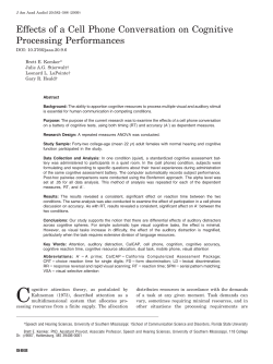 Effects of a Cell Phone Conversation on Cognitive Processing