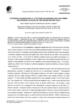 SYNTHESIS AND BIOLOGICAL ACTIVITIES OF POSITION ONE