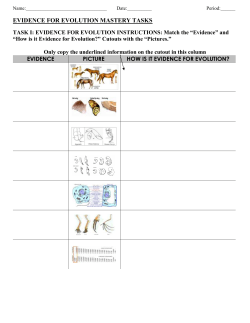 EVIDENCE FOR EVOLUTION MASTERY TASKS TASK I