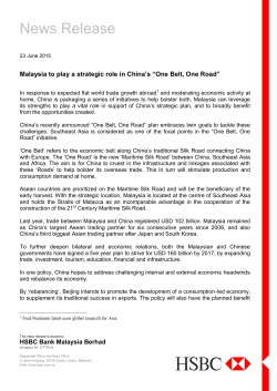 Malaysia to play a strategic role in China One Belt One Road