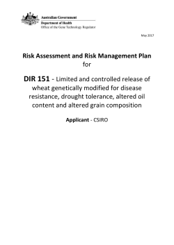 DIR 151 - Full Risk Assessment and Risk Management Plan