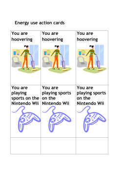 Lesson Energy use action cards You are hoovering You are
