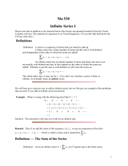 Ma 530 Infinite Series I