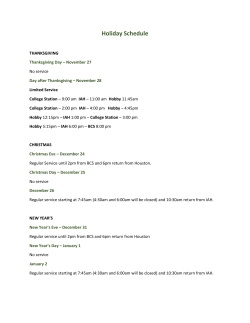 Holiday Schedule
