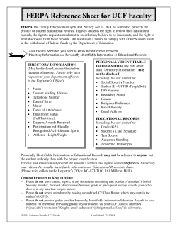 FERPA Reference Sheet for UCF Faculty