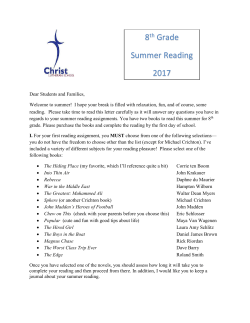 8th Grade Summer Reading 2017