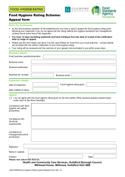 Food Hygiene Rating Scheme: Appeal form