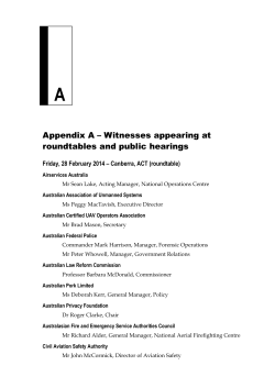 Appendix A &ndash; Witnesses appearing at roundtables and public hearings