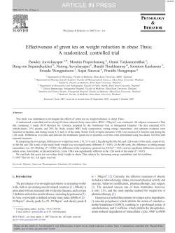 Effectiveness of green tea on weight reduction in obese