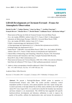 LIDAR Developments at Clermont-Ferrand&mdash;France for