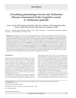 Circulating plasmalogen levels and Alzheimer Disease