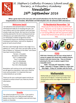 St. Stephen*s Catholic Primary school Newsletter Love one another