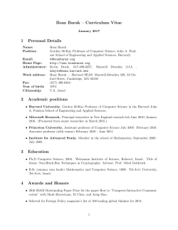 Boaz Barak &ndash; Curriculum Vitae 1 Personal Details 2 Academic