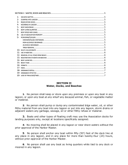 SECTION II Water, Docks, and Beaches 1. No person shall keep or