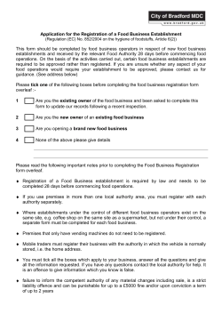 Food Business registration form