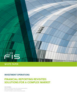 financial reporting revisited: solutions for a complex market