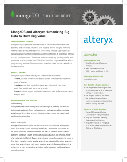 MongoDB and Alteryx: Humanizing Big Data to Drive Big Value
