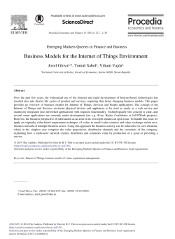 Business Models for the Internet of Things Environment ￢ﾘﾆ