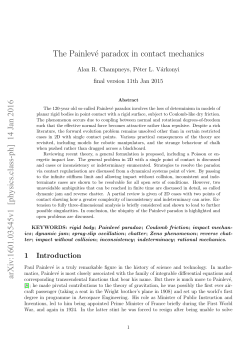 The Painlev&eacute; paradox in contact mechanics arXiv:1601.03545v1