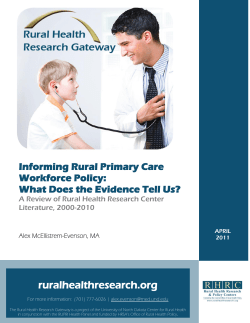 Informing Rural Primary Care Workforce Policy