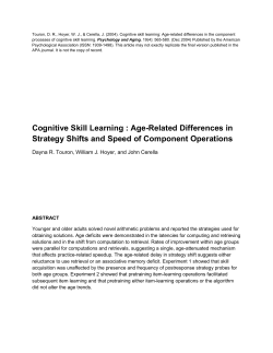 Cognitive Skill Learning : Age-Related Differences in