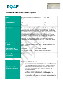 PQAF Deliverable PD QuickRefGuide