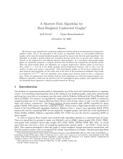 A Shortest Path Algorithm for Real