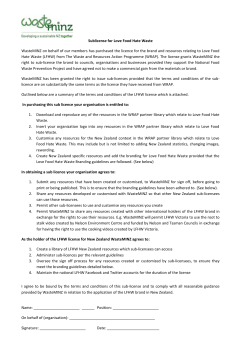 Sublicensing Agreement for Love Food Hate Waste