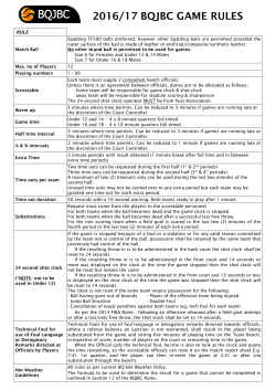 2016/17 BQJBC GAME RULES