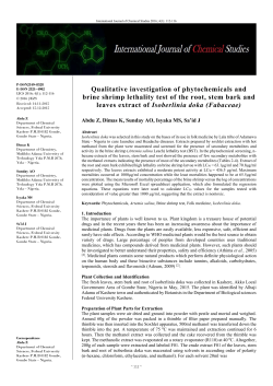 Qualitative investigation of phytochemicals and brine shrimp lethality