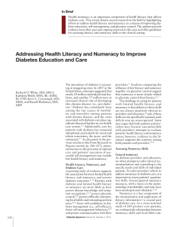 Addressing Health Literacy and Numeracy to Improve Diabetes