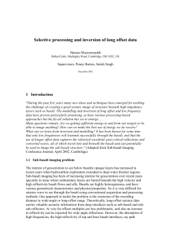 Selective processing and inversion of long offset data Hassan