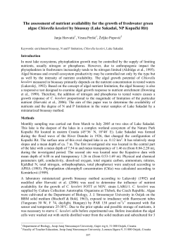 The assessment of nutrient availability for the growth of freshwater