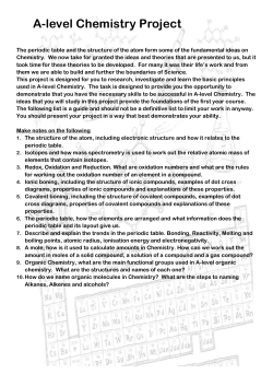 A-level Chemistry Summer Project 2017