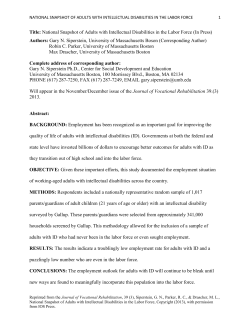 National Snapshot of Adults with Intellectual Disabilities in the Labor